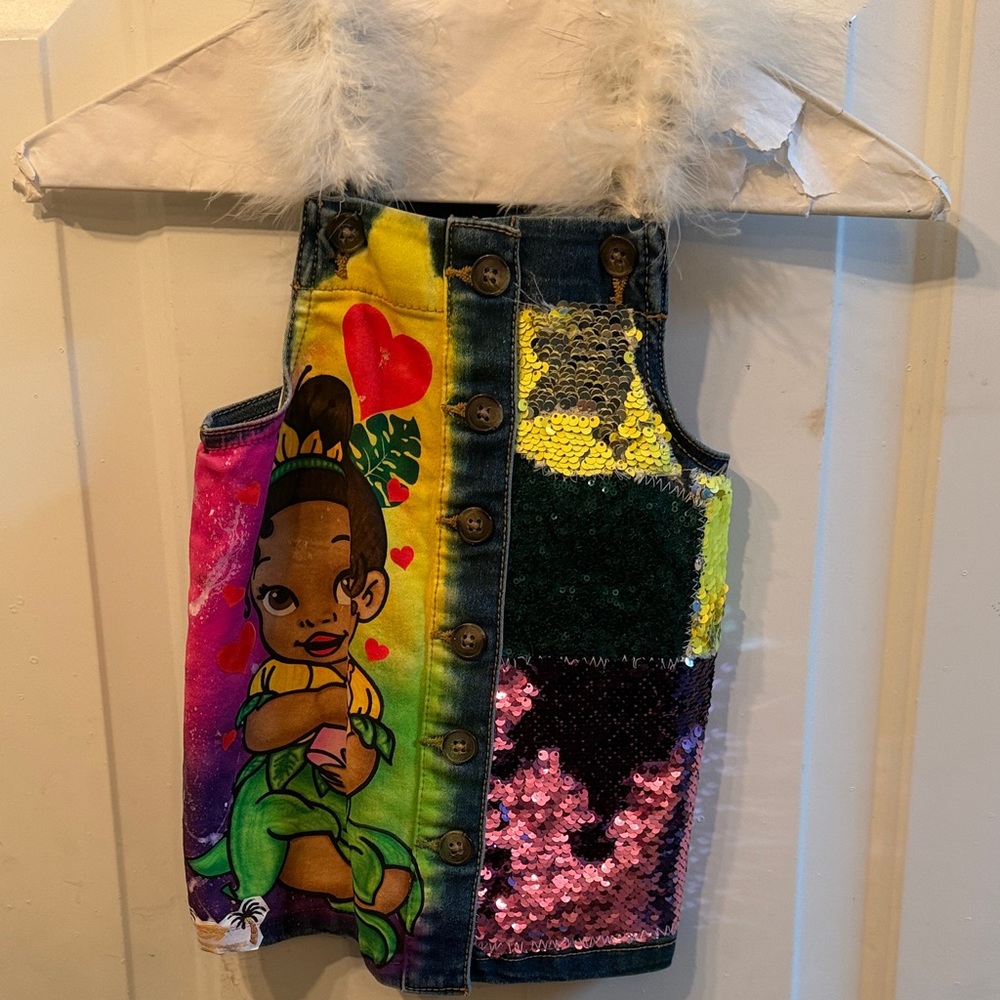 Wonder Nation Denim Vest with Sequins and Heart Design
